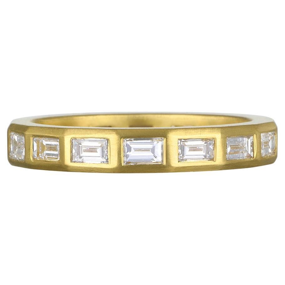 Faye Kim 18 Karat Gold Diamond Baguette Eternity Ring For Sale