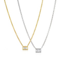 Faye Kim 18 Karat Gold Diamond Baguette Drop Necklace