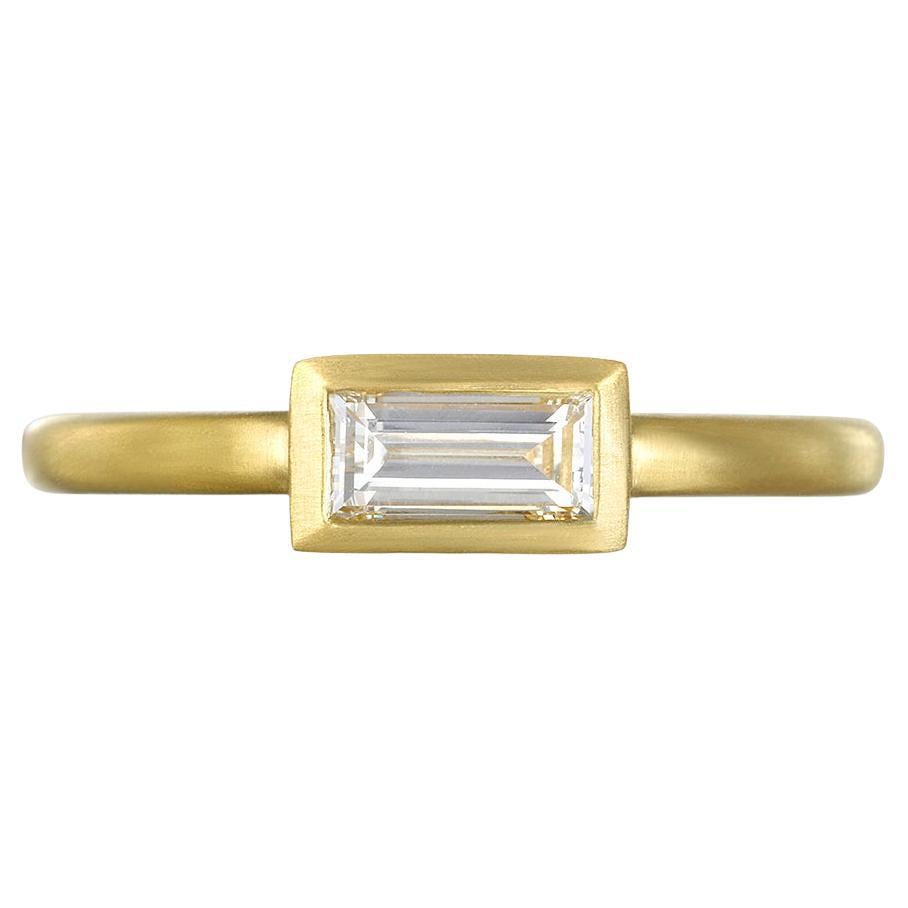 Faye Kim 18 Karat Gold Diamond Baguette Ring 'Longer'