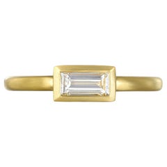 Faye Kim 18 Karat Gold Diamond Baguette Ring 'Longer'