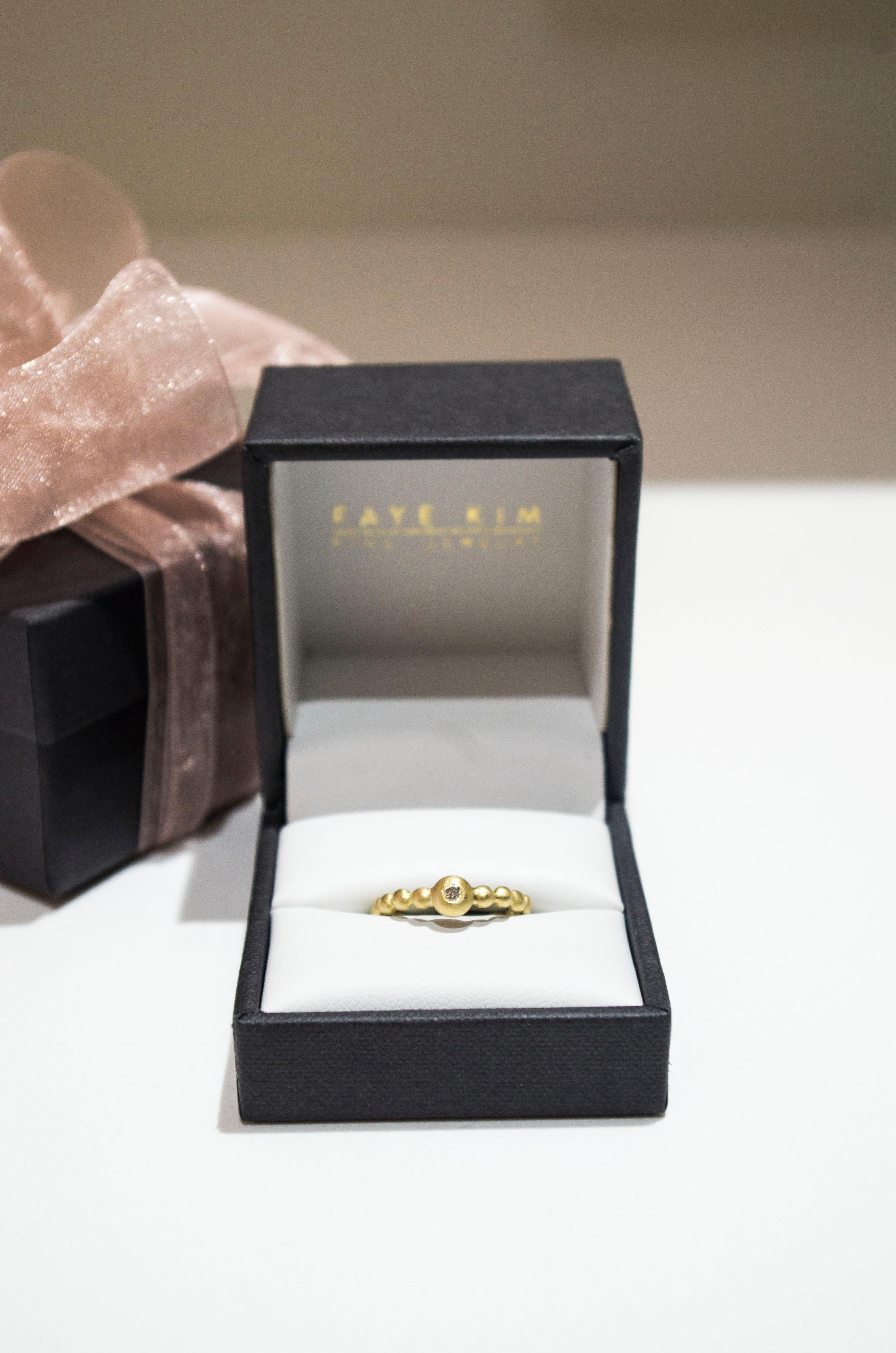 Contemporary Faye Kim 18 Karat Gold Diamond Bead Stack Ring For Sale