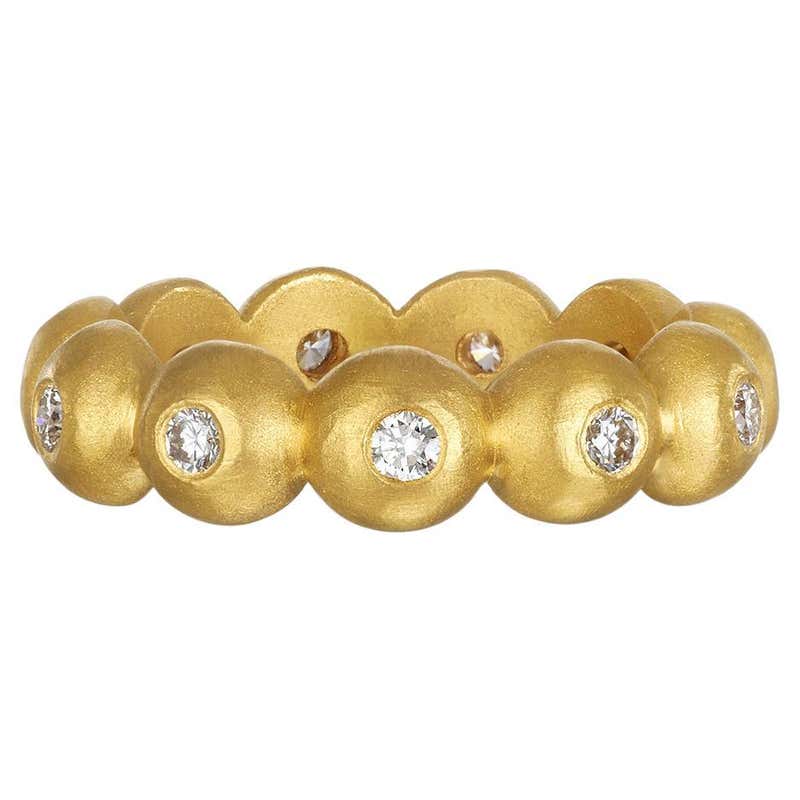 Faye Kim 18 Karat Gold Diamond Bead Stack Ring For Sale at 1stDibs