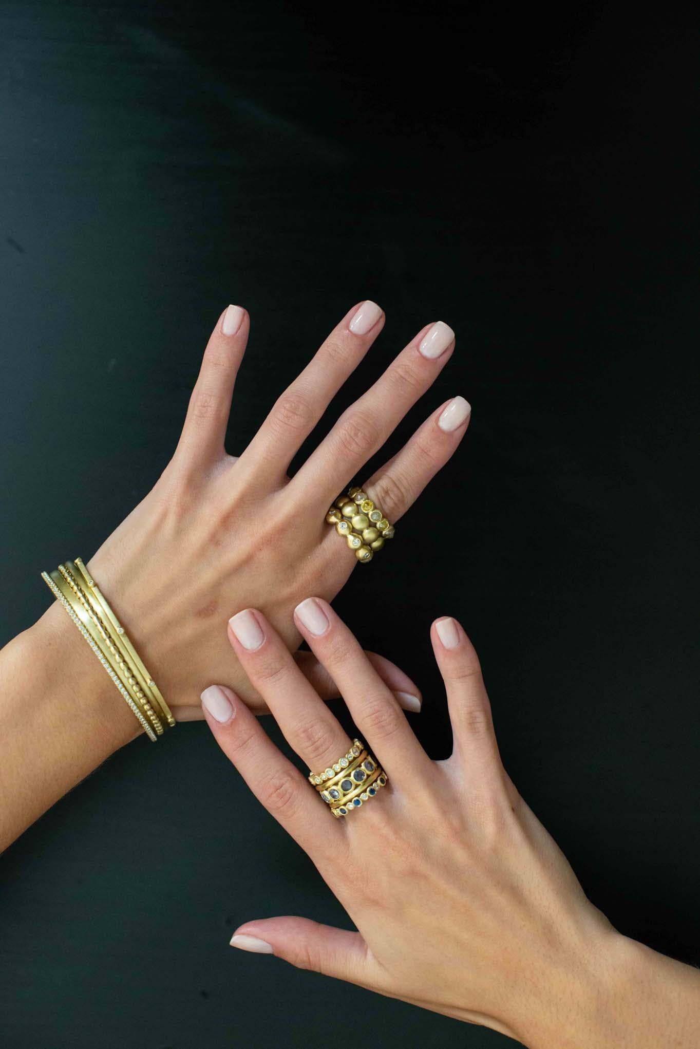 Contemporary Faye Kim 18 Karat Gold Diamond Bezel Eternity Band For Sale