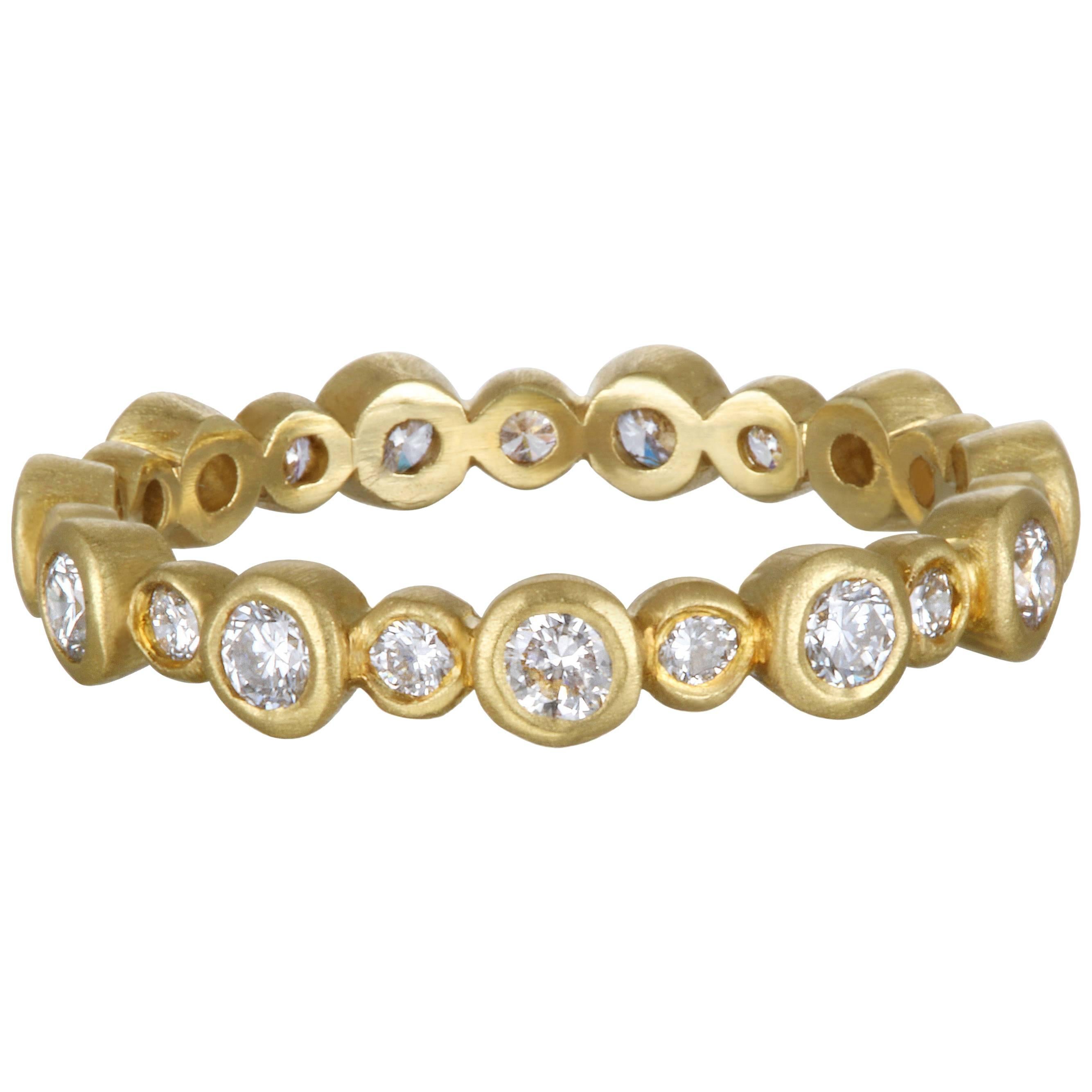 Faye Kim 18 Karat Gold Diamond Bezel Eternity Band For Sale