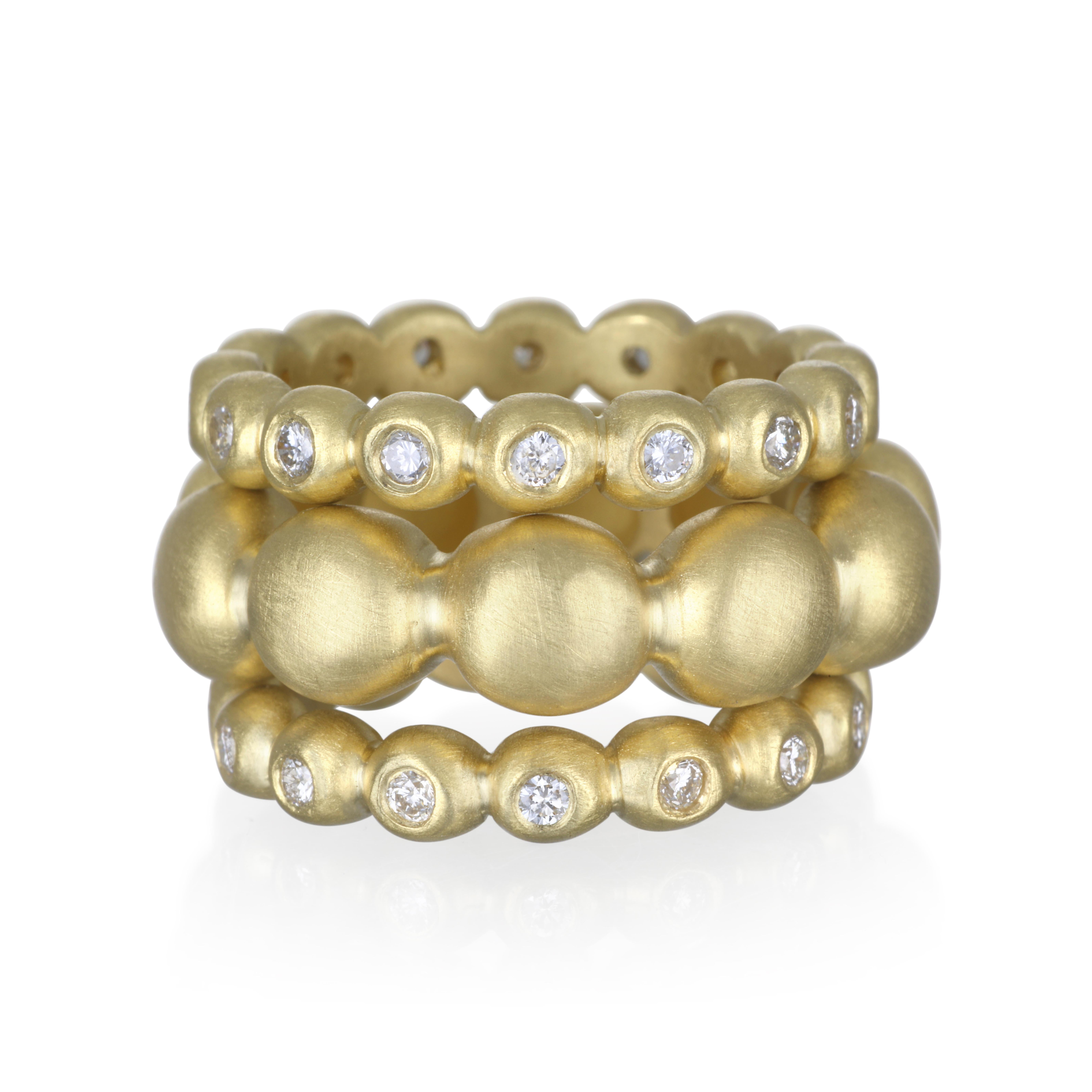 Blasenring aus 18 Karat Gold mit Diamanten von Faye Kim (Rundschliff)