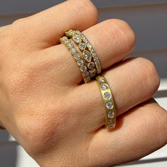 Faye Kim 18 Karat Gold Diamond Burnished Bar Ring