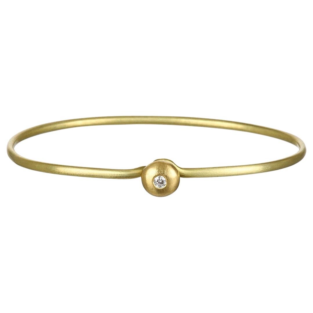 Faye Kim 18 Karat Gold Diamond Button Bangle