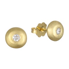 Faye Kim 18 Karat Gold Diamond Dome Stud Earrings