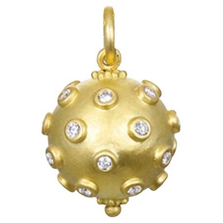 Granulation-Kugelanhänger aus 18 Karat Gold mit Diamanten von Faye Kim