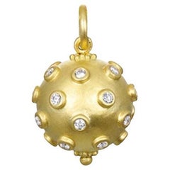 Faye Kim 18 Karat Gold Diamond Granulation Ball Charm