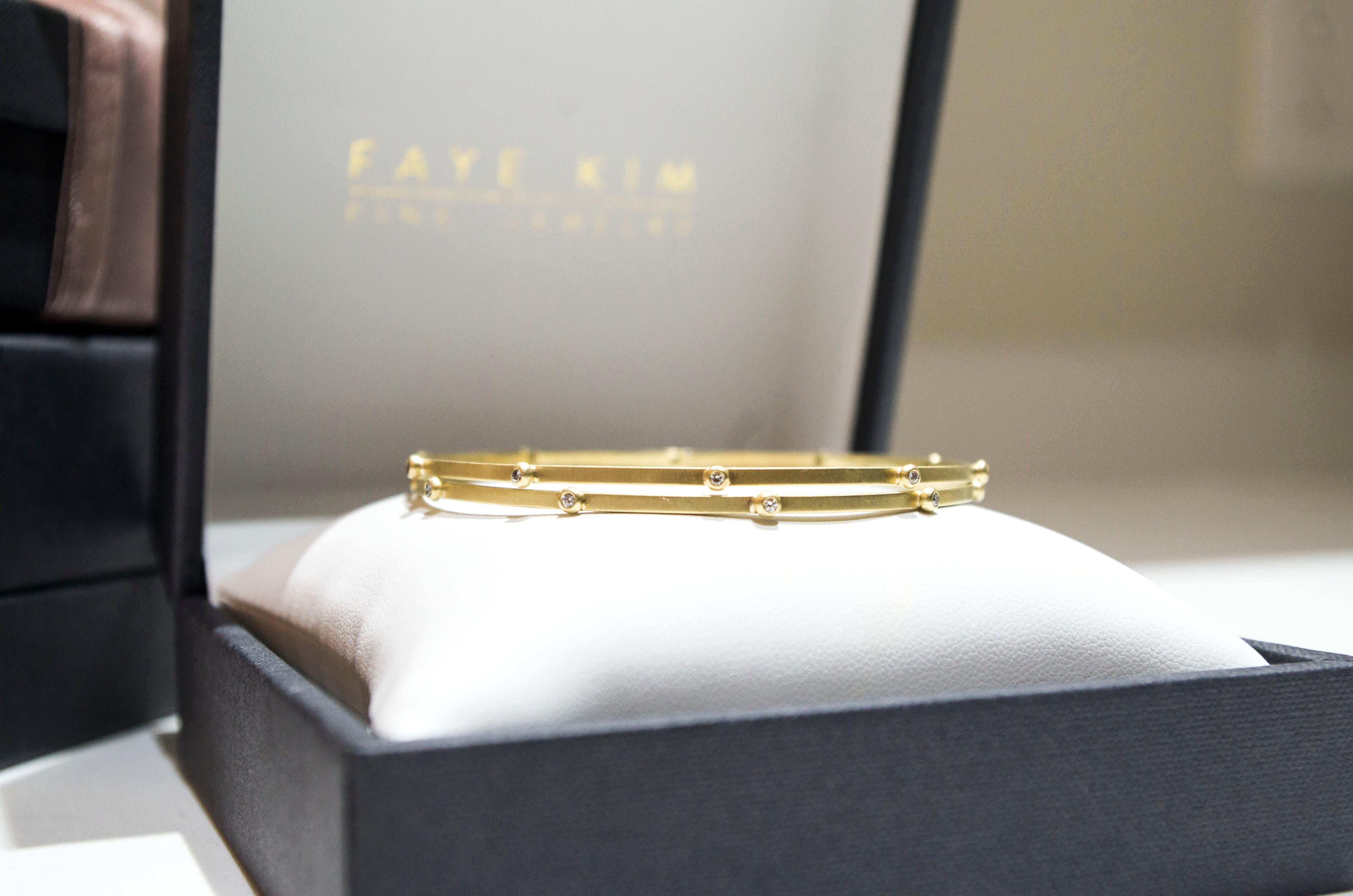 Faye Kim 18 Karat Gold Diamond Granulation Bangle - Sold individually For Sale 7