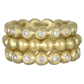 Faye Kim 18-Karat Gold Diamond Granulation Bead Stack Rings, 2020