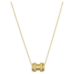 Faye Kim 18 Karat Gold Diamond Granulation Spool Charm Necklace