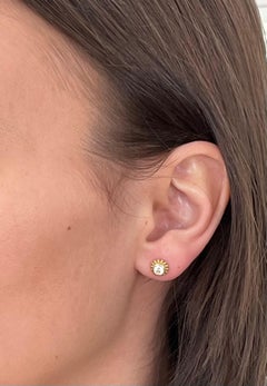 Faye Kim 18 Karat Gold Diamond Granulation Stud Earrings