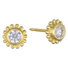 Faye Kim 18 Karat Gold Diamond Granulation Stud Earrings
