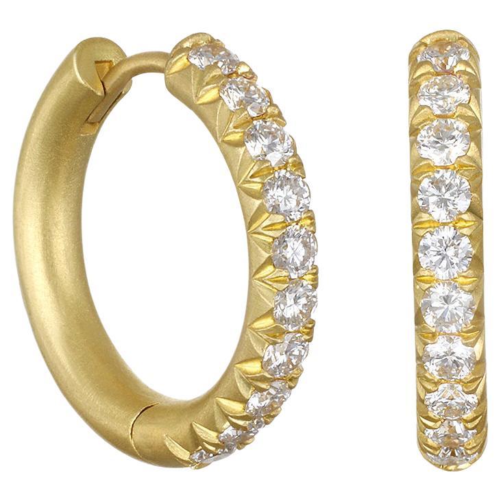 Faye Kim 18 Karat Gold Diamond Hoop Earrings