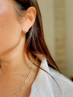 Faye Kim Créoles à charnières en or 18 carats bruni avec diamants - Petit