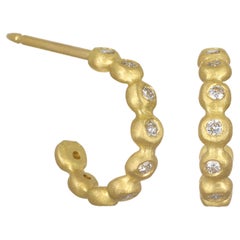 Faye Kim 18 Karat Gold Diamond Huggy Hoop Earrings
