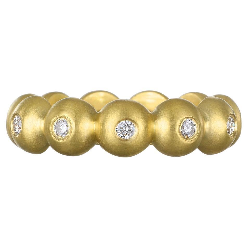 Großer Granulation Perlenring, Kim, 18 Karat Gold, Diamant