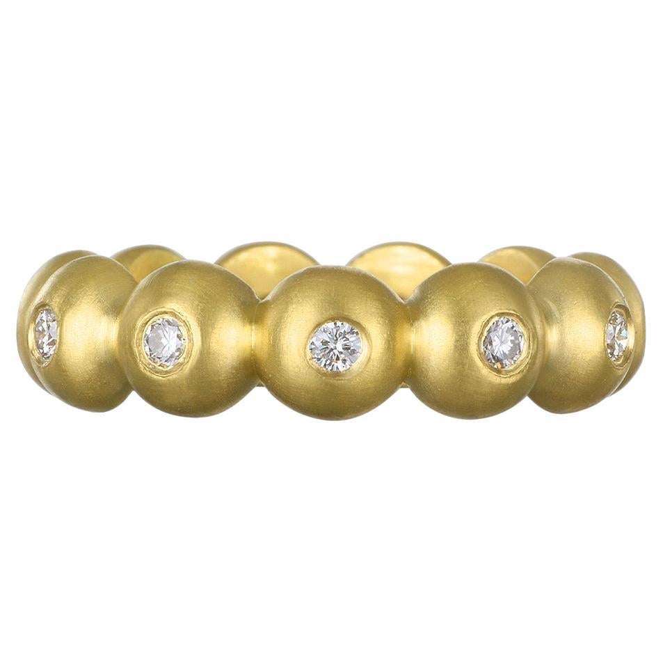 Großer Granulation Perlenring, Kim, 18 Karat Gold, Diamant im Angebot