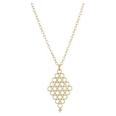 Faye Kim 18 Karat Gold Diamond Mesh Pendant Necklace