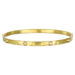 Faye Kim 18 Karat Gold Diamond Oval Bangle Bracelet