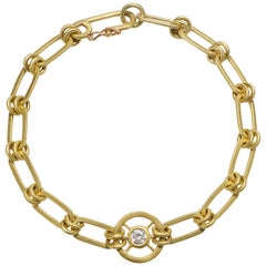 Faye Kim 18 Karat Gold Diamond Paperclip Link Bracelet