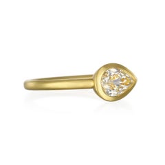 Faye Kim 18 Karat Gold Diamond 1.25 Carat Pear Shape Bezel Ring