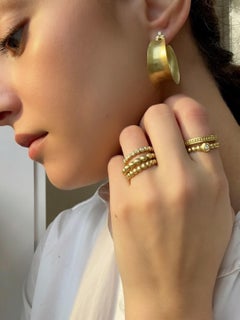 Faye Kim 18 Karat Gold Diamond Small Granulation Bead Ring