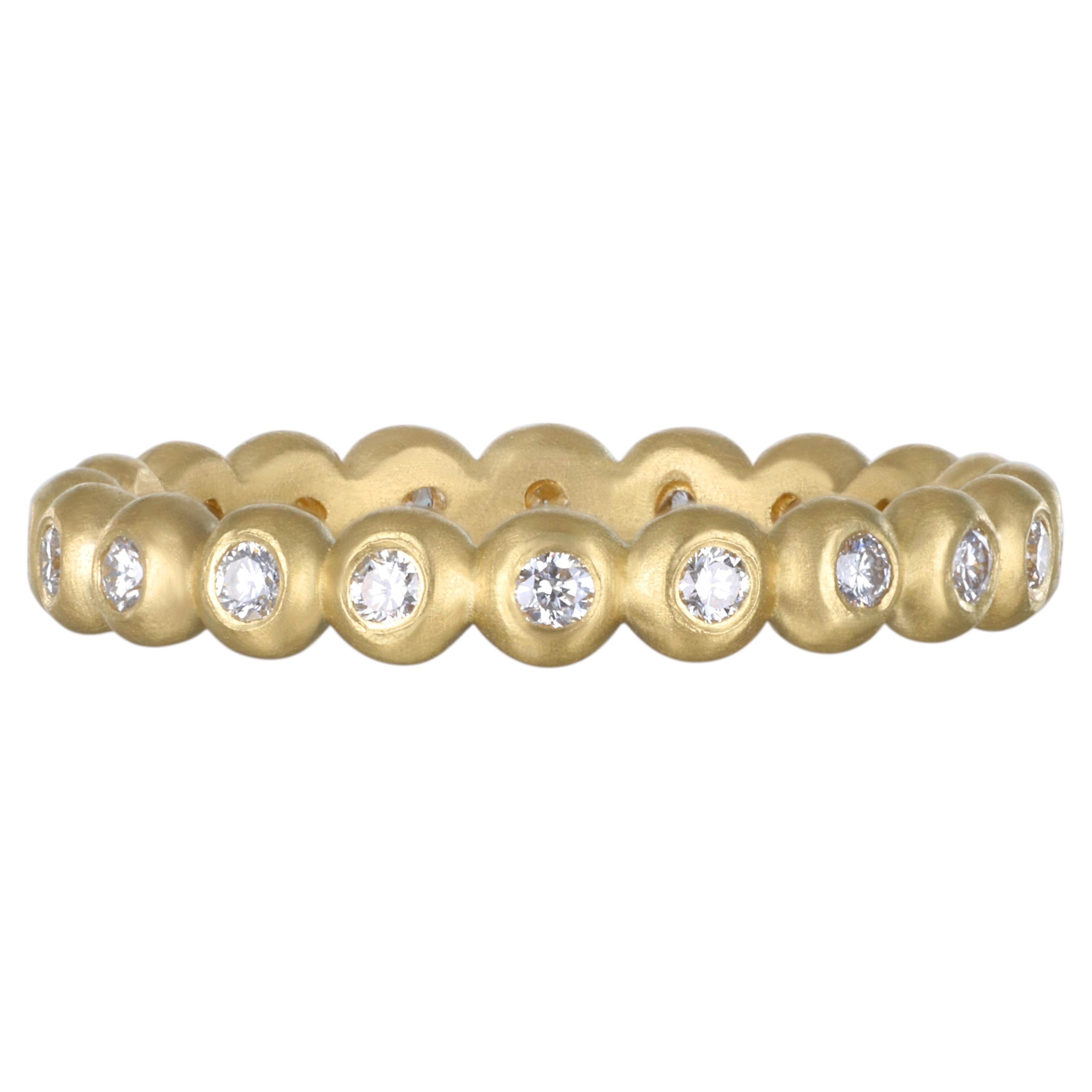 Faye Kim 18 Karat Gold Diamond Small Granulation Bead Ring For Sale