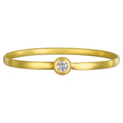 Faye Kim 18 Karat Gold Diamond Solitaire Button Bangle