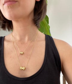 Faye Kim 18 Karat Gold Diamond Spool Pendant, Contemporary Design, USA