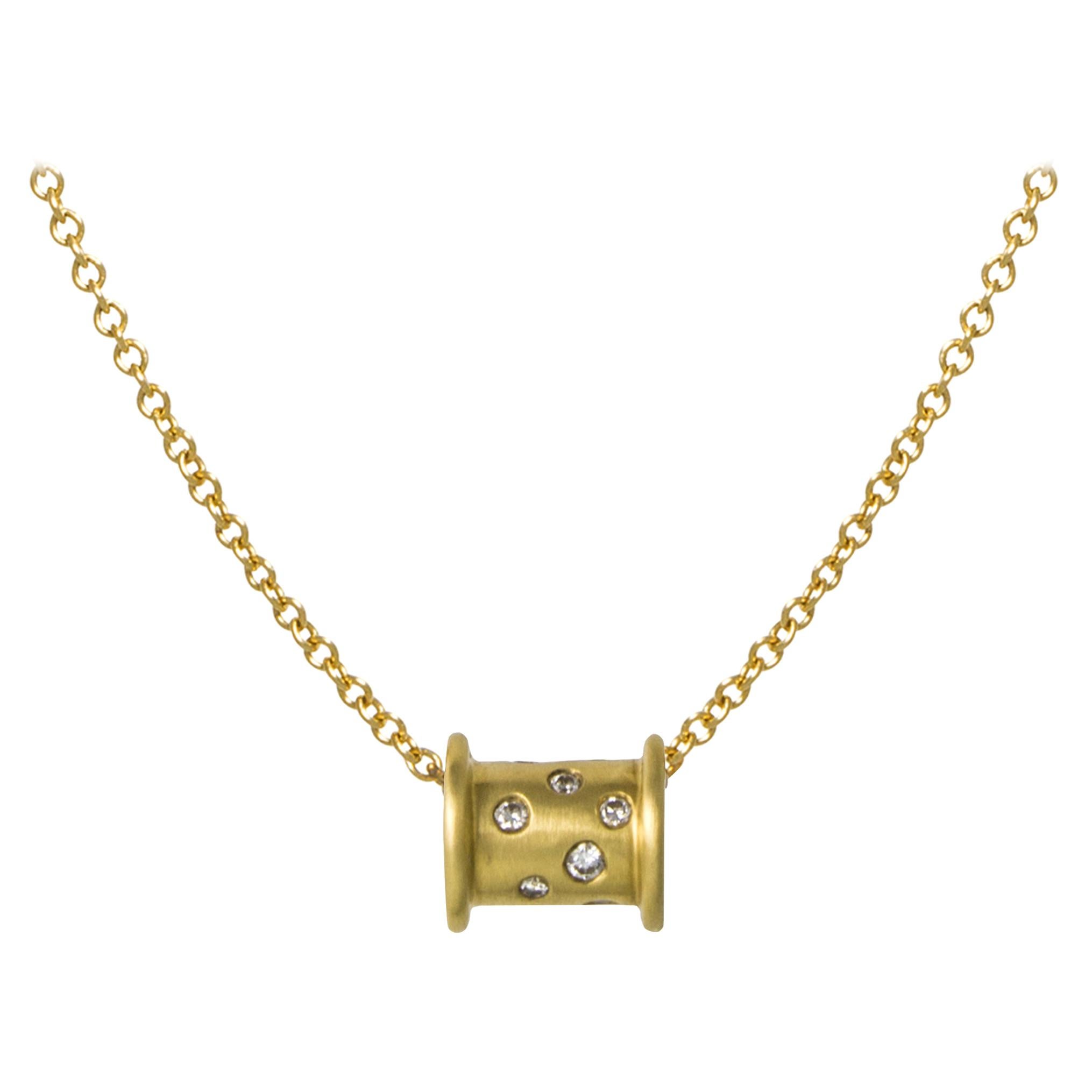 Faye Kim 18 Karat Gold Diamond Spool Necklace