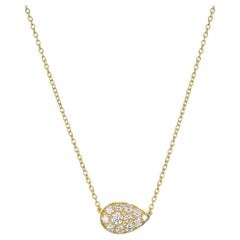 Faye Kim 18 Karat Gold Diamond Studded Pear Shape Necklace