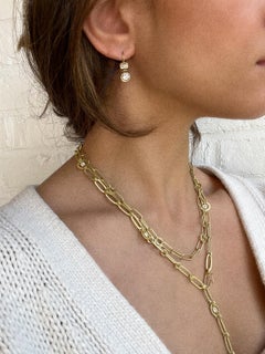 Faye Kim 18 Karat Gold Double Diamond Hinged Earrings