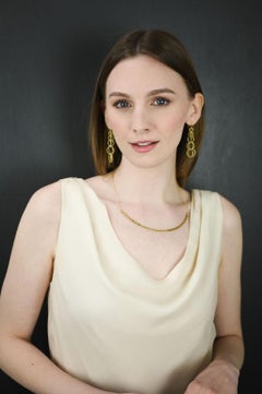 Faye Kim 18 Karat Gold Double Loop 2" Twist Earrings