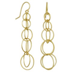 Faye Kim 18 Karat Gold Double Loop 2" Twist Earrings 