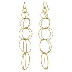 Faye Kim 18 Karat Gold Double Loop 4" Twist Earrings 