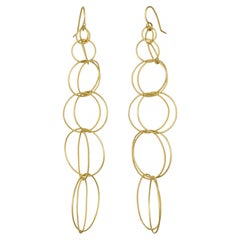 Faye Kim 18 Karat Gold Double Loop 4" Twist Earrings