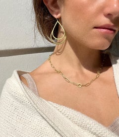 Faye Kim 18 Karat Gold Double Planished Teardrop Earrings