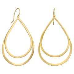 Faye Kim 18 Karat Gold Double Planished Teardrop Earrings