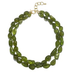 Faye Kim 18 Karat Gold Double Strand Peridot Bead Necklace