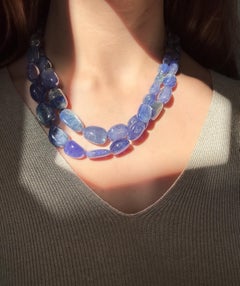Faye Kim 18 Karat Gold Double Strand Tanzanite Bead Necklace