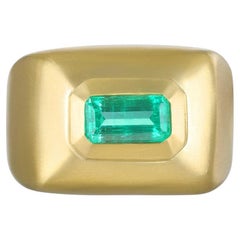 Faye Kim 18 Karat Gold Emerald Bezel Dome Ring