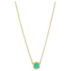 Faye Kim 18 Karat Gold Emerald Bezel Pendant Necklace
