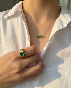 Faye Kim 18 Karat Gold Smaragd Schliff Citrin Single Stone Bezel Ring, Größe 6,75