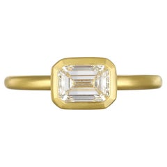Faye Kim 18 Karat Gold Emerald Cut Diamond Ring