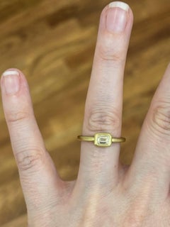 Faye Kim 18 Karat Gold .70ct Emerald-Cut Diamond Bezel Ring