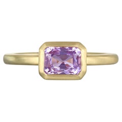 Faye Kim 18 Karat Gold Emerald Cut Lavender Sapphire Single Stone Bezel Ring