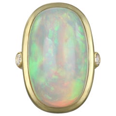 Faye Kim 18 Karat Gold Ethiopian Opal Ring with Diamonds